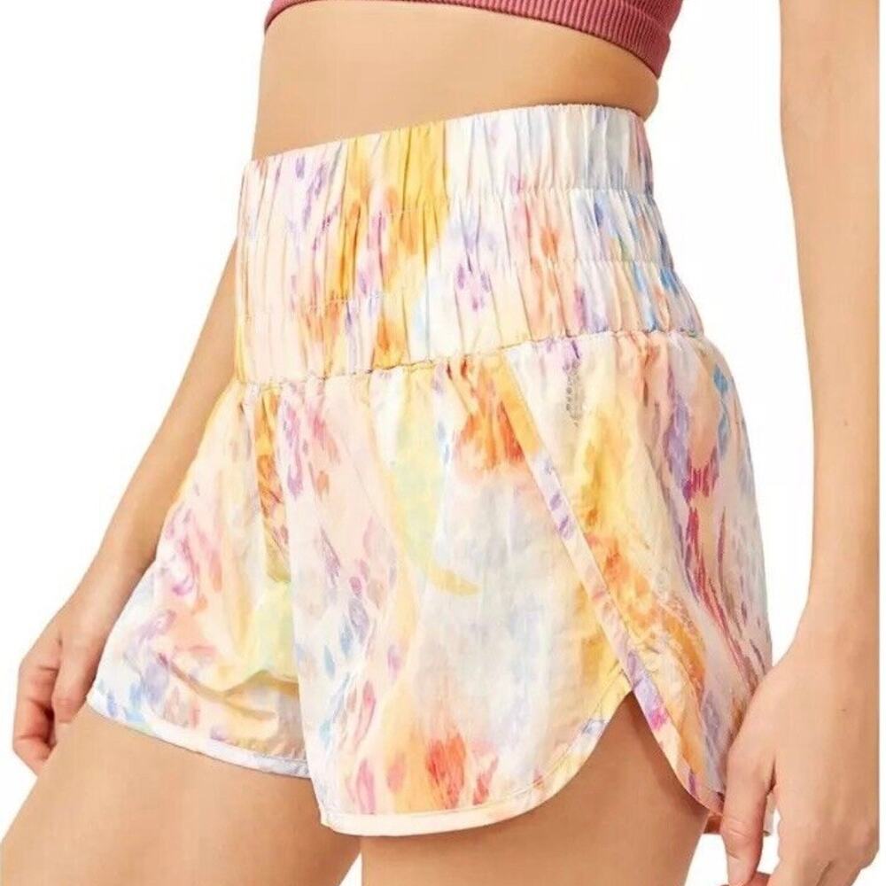 FREE PEOPLE FP MOVEMENT | The Way Home Shorts Lynx Cosmic Combo Rainbow | Large
